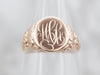Victorian Rose Gold "MCR" Monogrammed Signet Ring