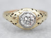 Antique Two Tone Gold Diamond Engagement Ring