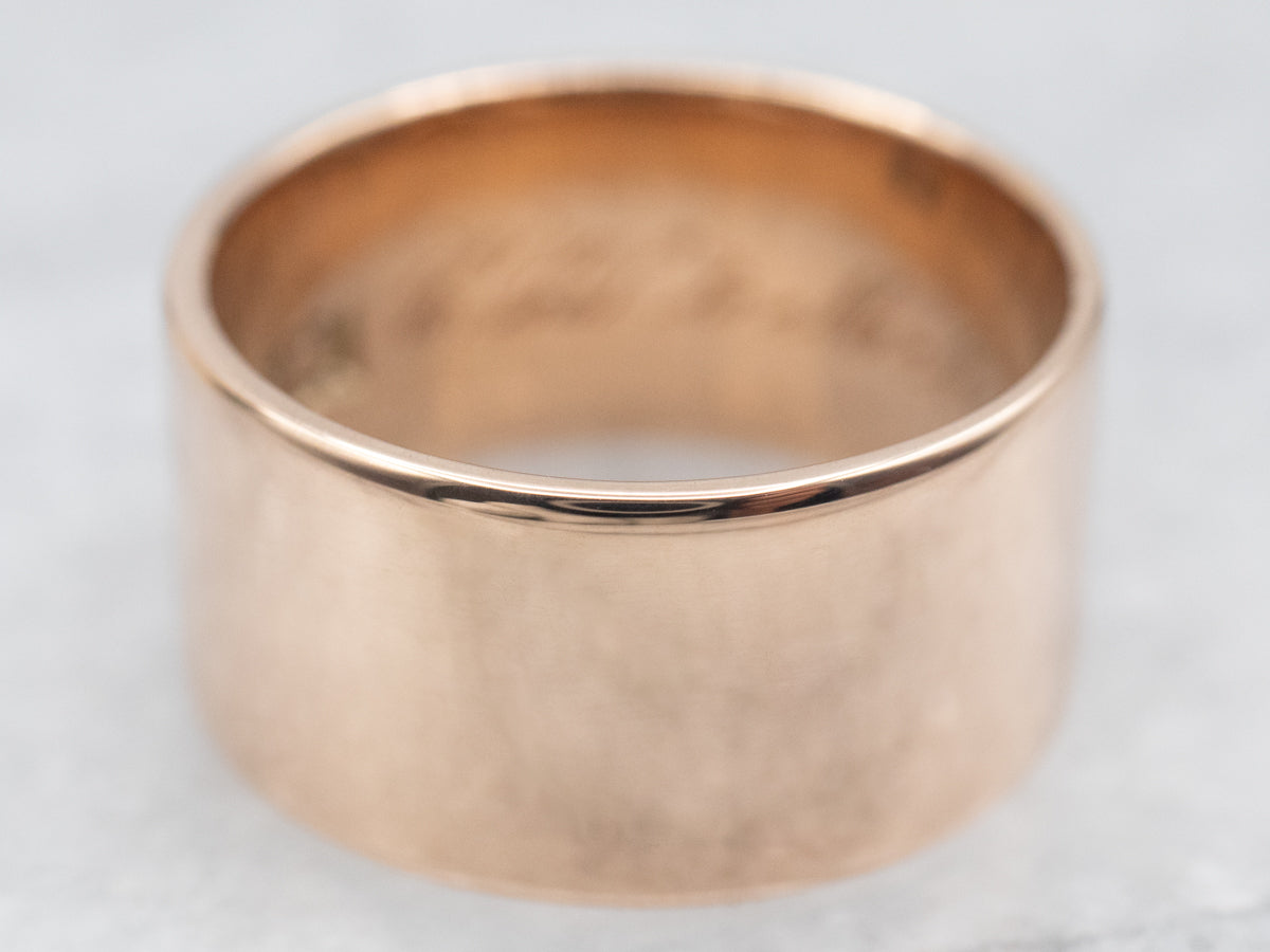Antique Rose Gold Wide Wedding Band
