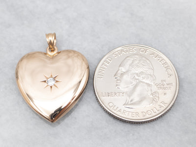 Yellow Gold "ML" Monogram Heart Pendant with Diamond Accent