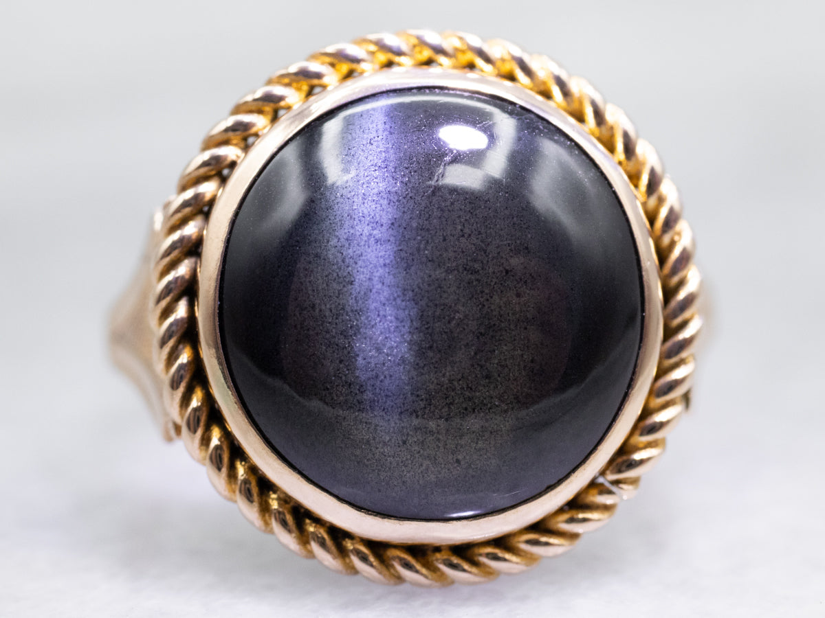 Vintage Cat's Eye Spectrolite Solitaire Ring