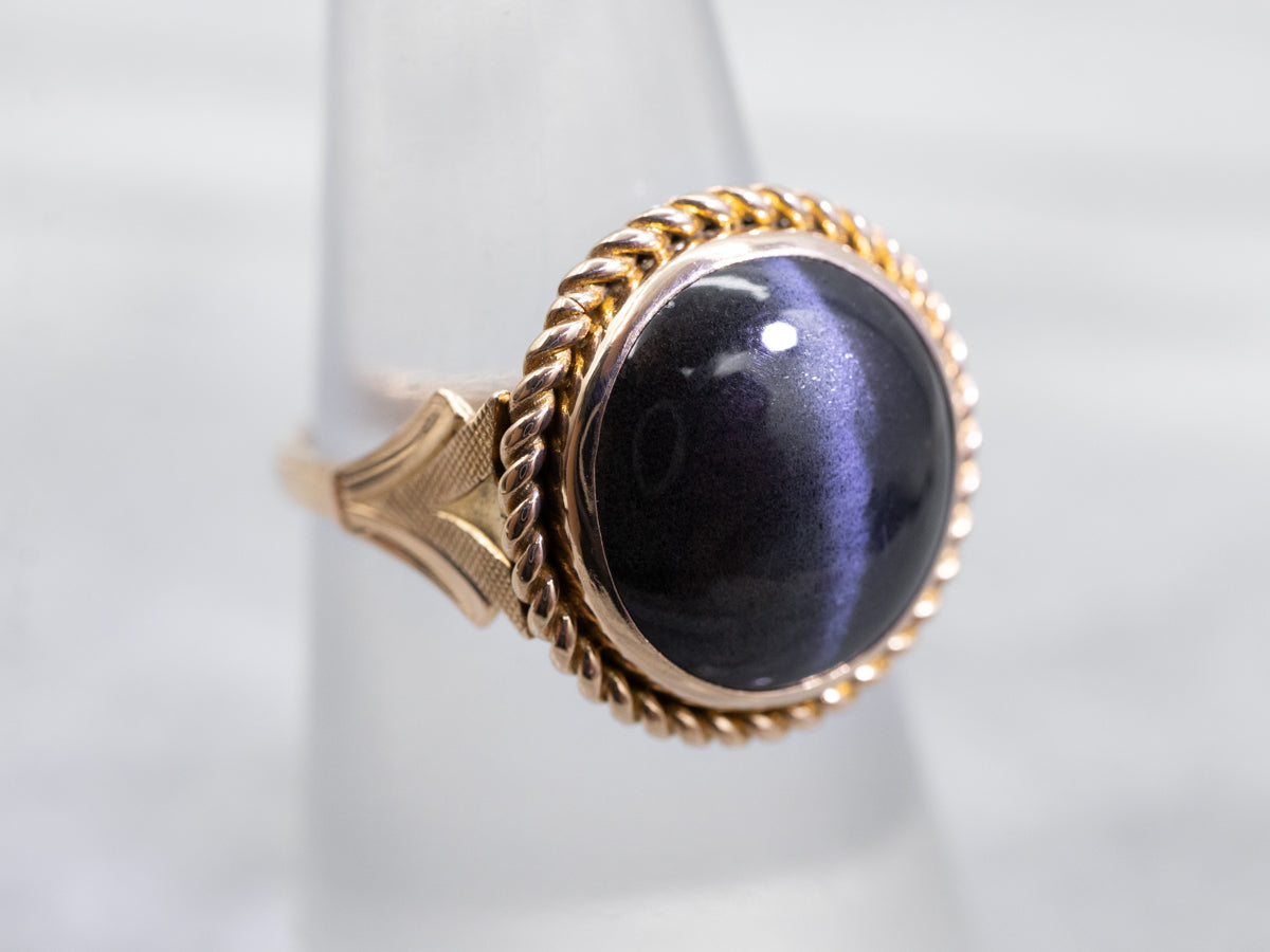 Vintage Cat's Eye Spectrolite Solitaire Ring