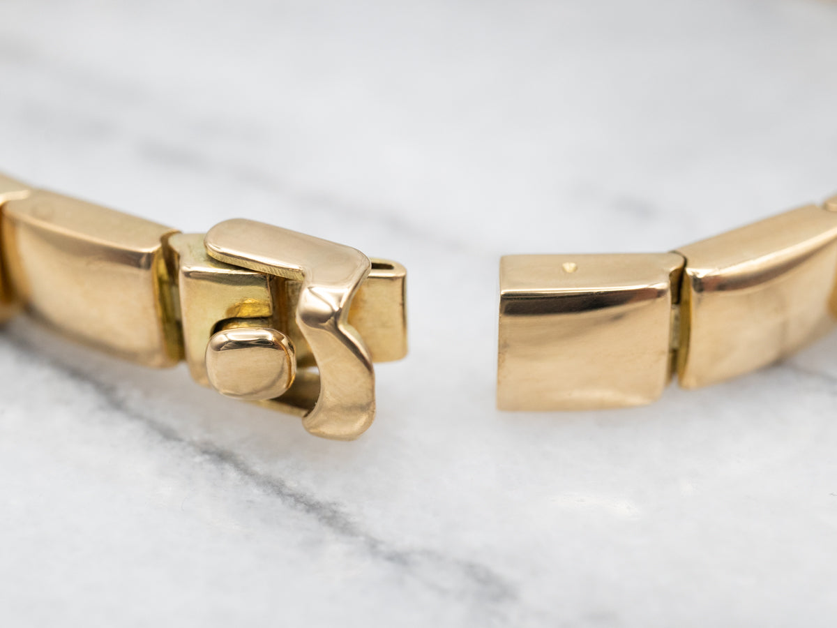 Modernist 18-Karat Gold Link Green Tourmaline Bracelet