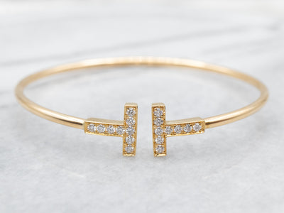 Sleek 18-Karat Gold Diamond Cuff Bracelet