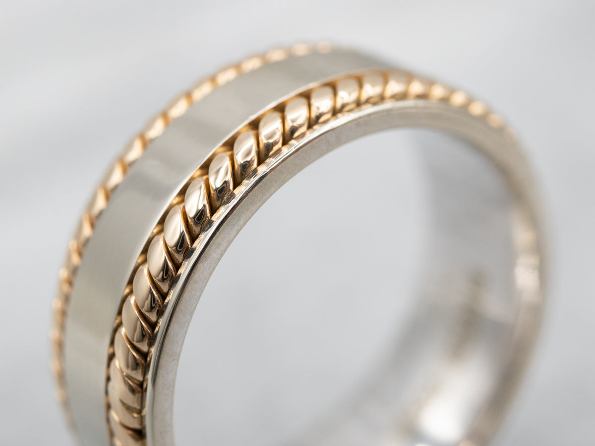 Nautical Unisex Two Tone Gold Band