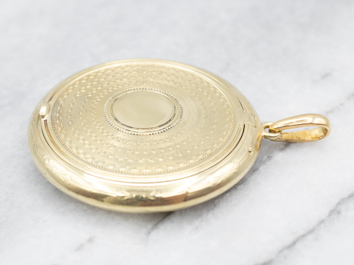 Vintage Green Gold Engravable Locket