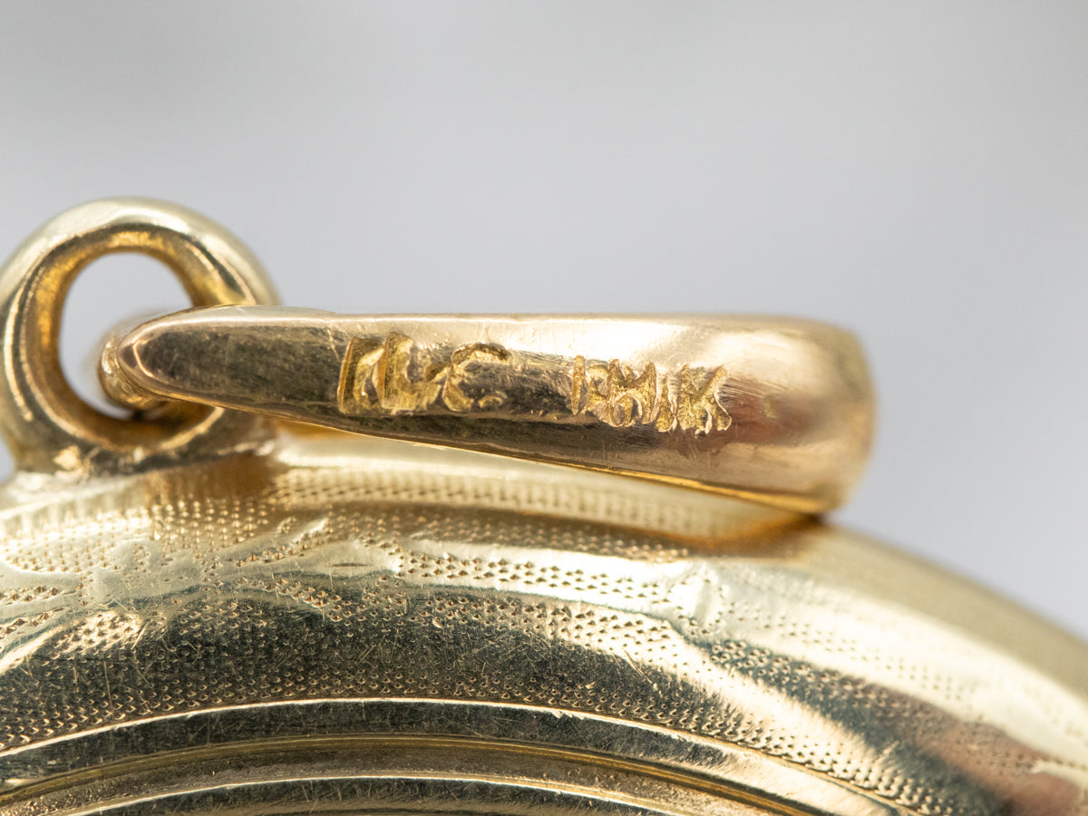 Vintage Green Gold Engravable Locket