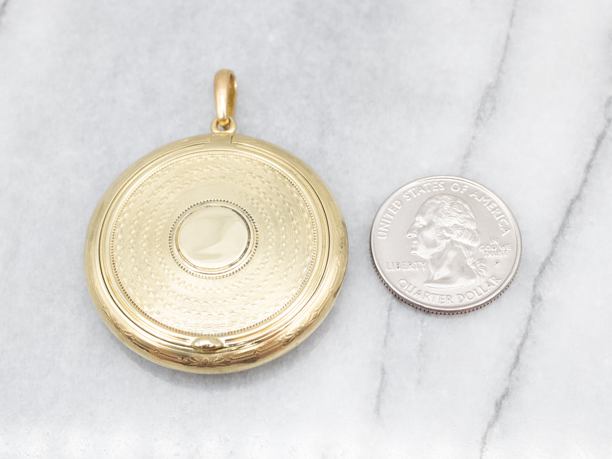 Vintage Green Gold Engravable Locket