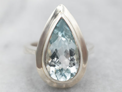 Sterling Silver Pear Cut Blue Topaz Ring
