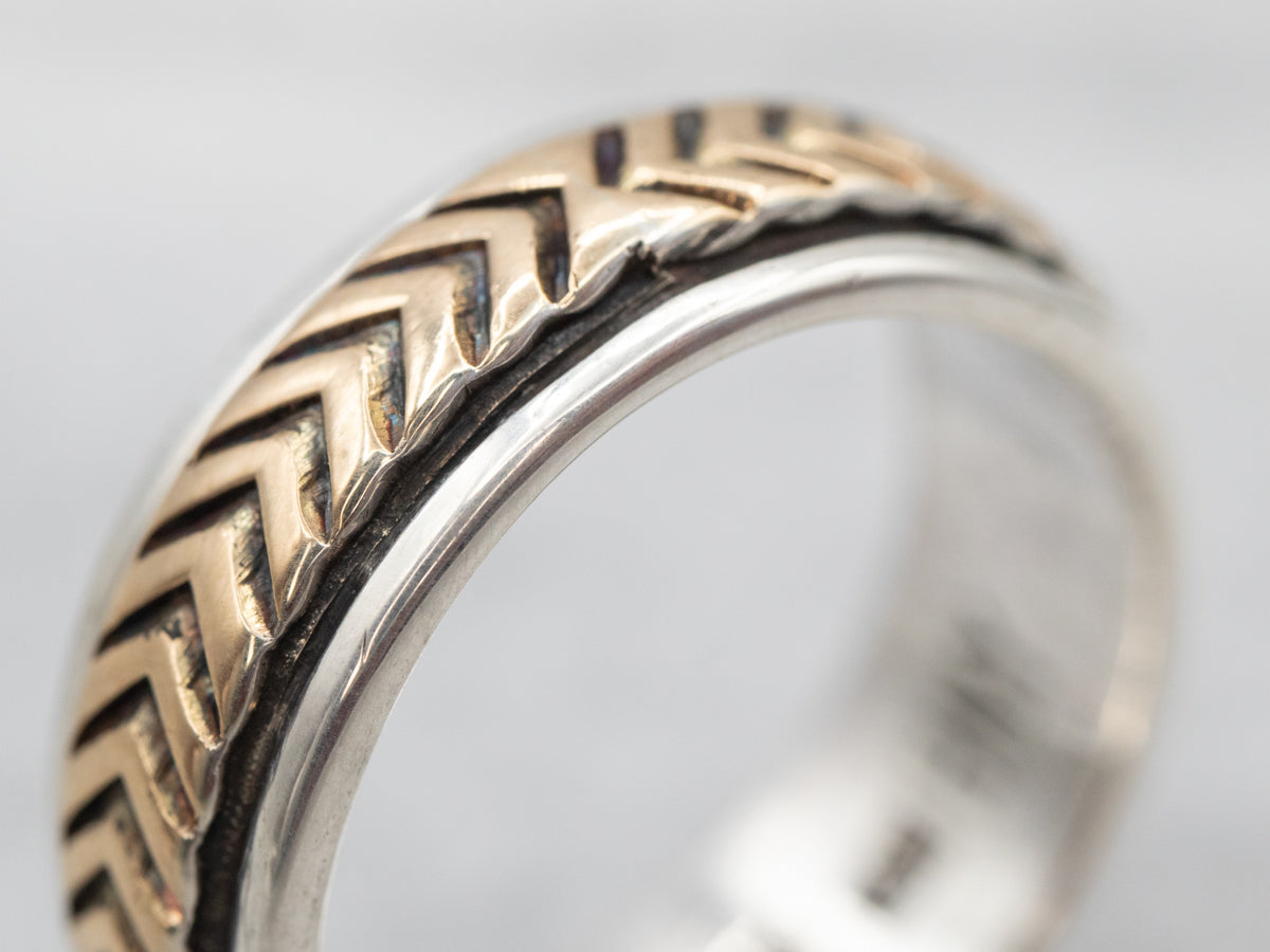Mixed Metal Chevron Pattern Band
