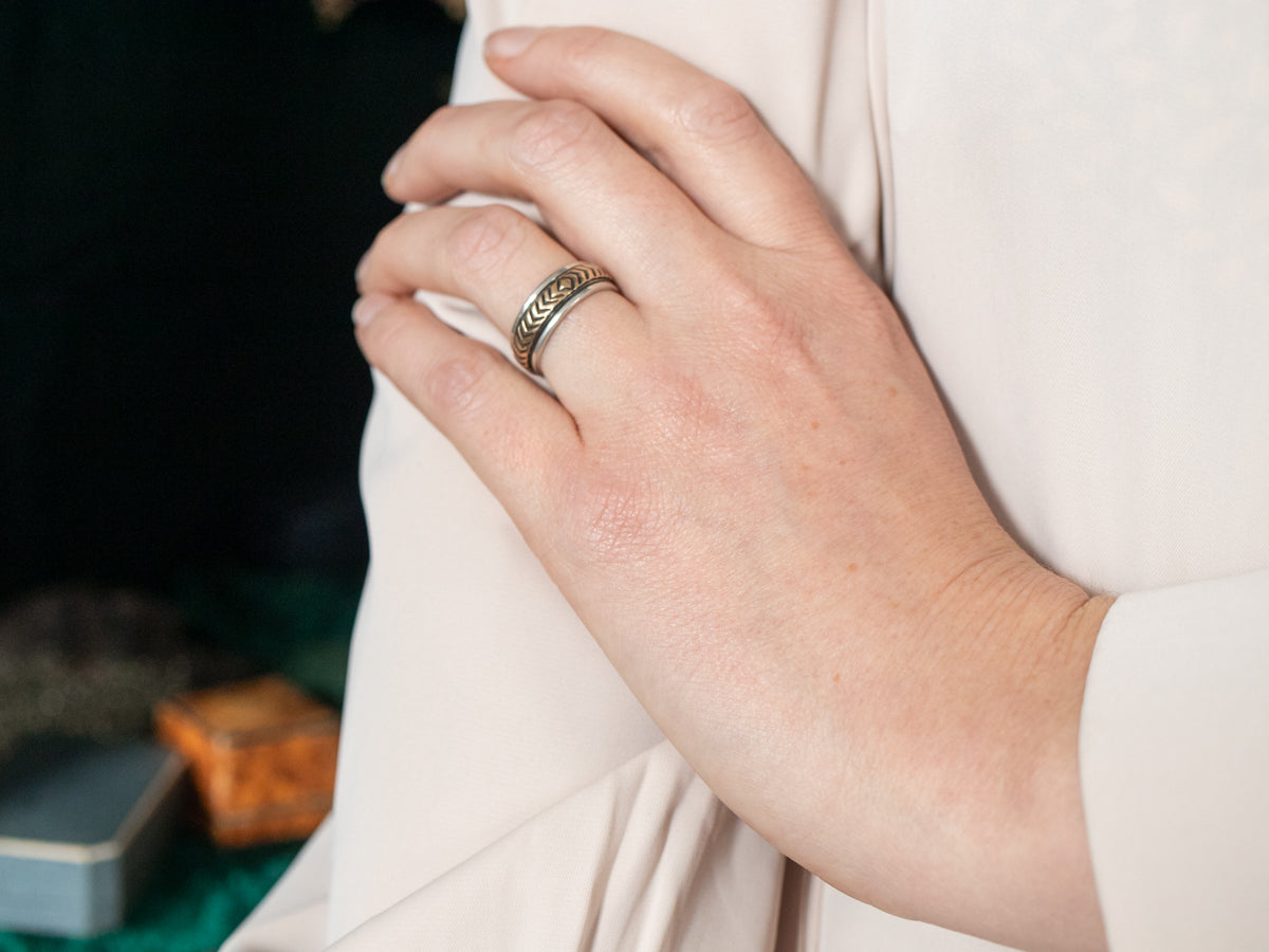 Mixed Metal Chevron Pattern Band