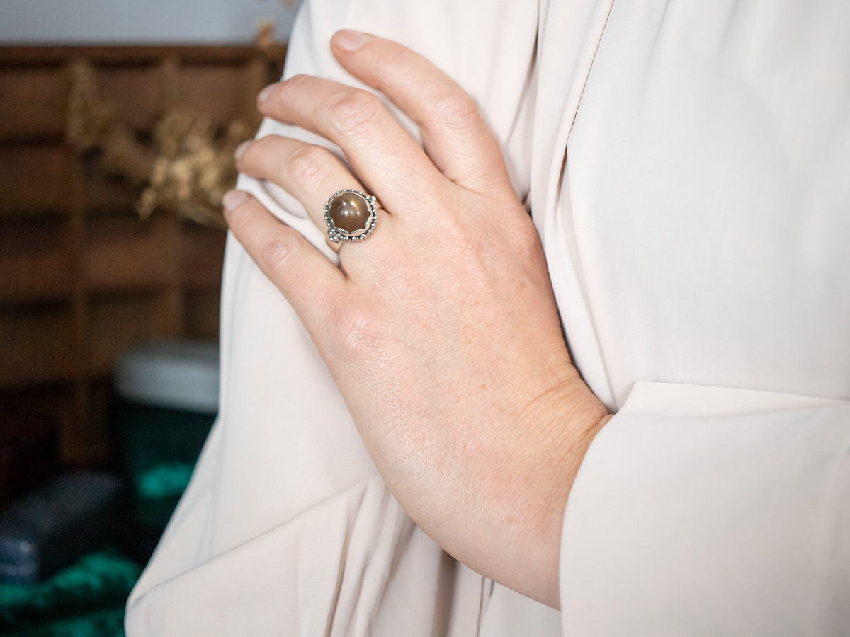 Sterling Silver Star Sunstone Ring