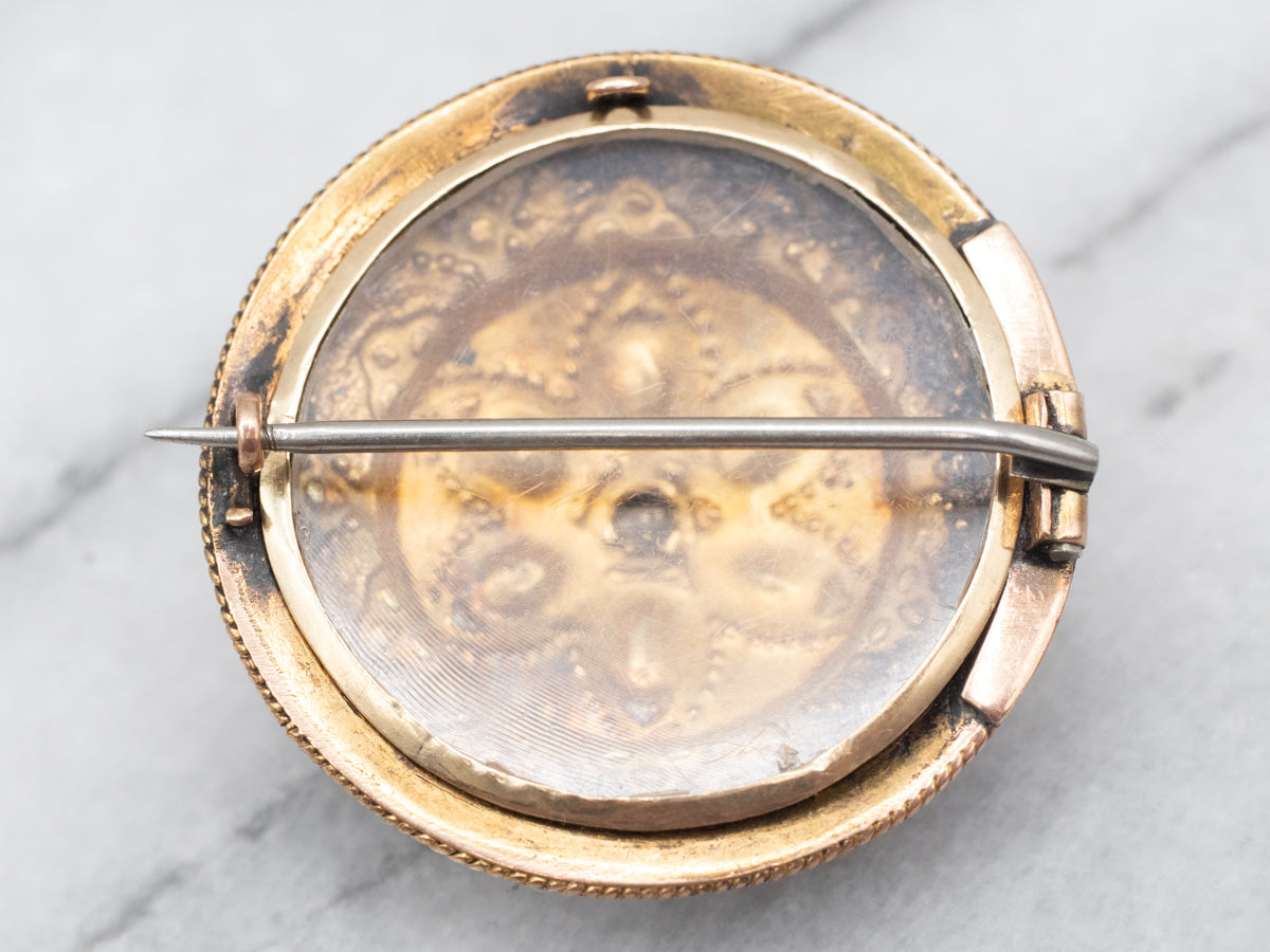 Bloomed Gold Antique Rhodolite Garnet Brooch