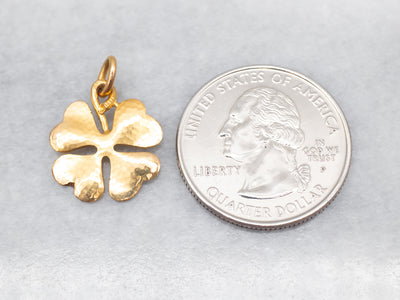 Vintage Gold Four Leaf Clover Charm Pendant