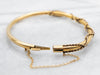 Antique Hinged Gold Bangle Bracelet with Twist Detail