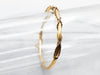 Antique Hinged Gold Bangle Bracelet with Twist Detail