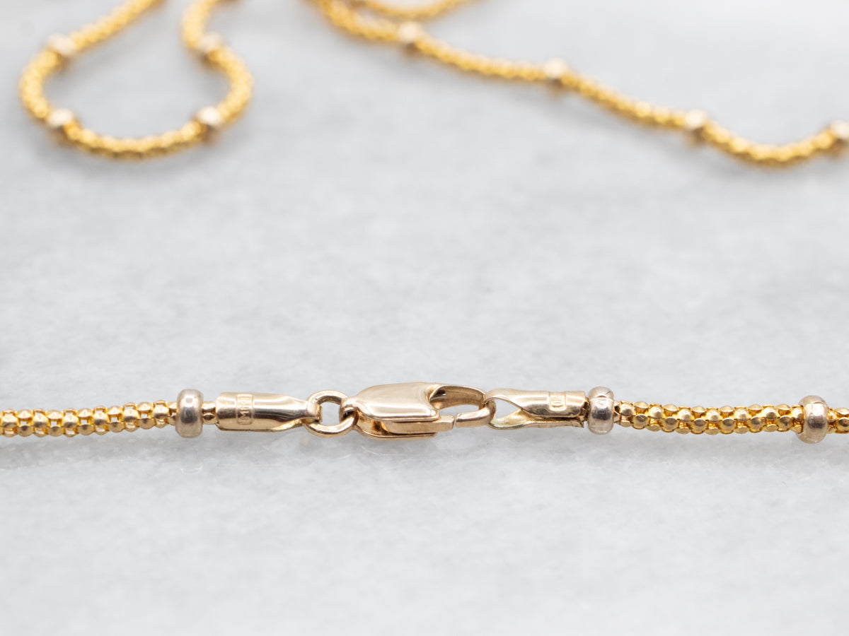 Polished Italian Gold Beaded Station Chain