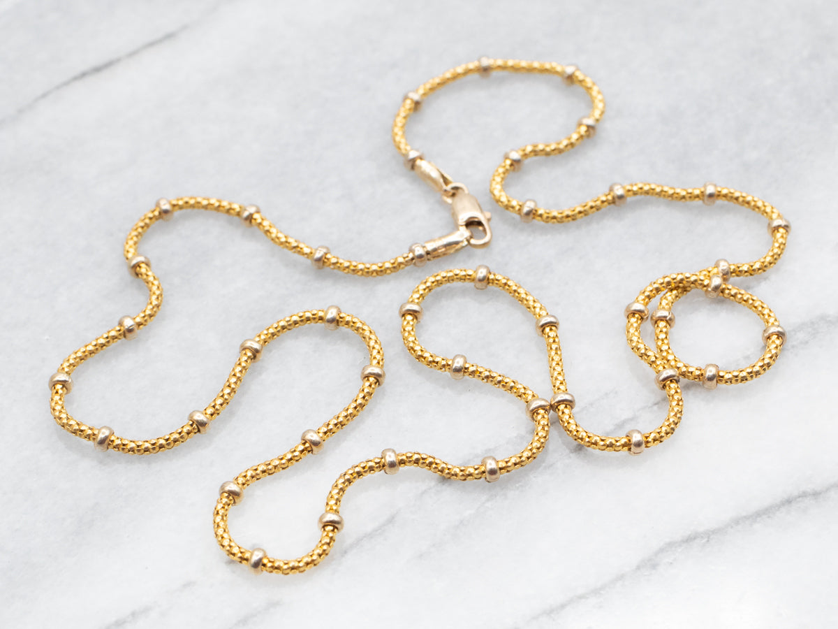 Polished Italian Gold Beaded Station Chain