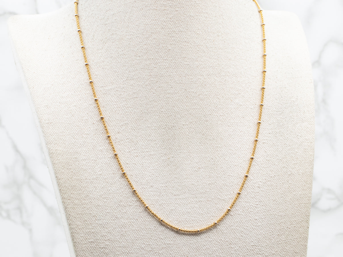 Polished Italian Gold Beaded Station Chain