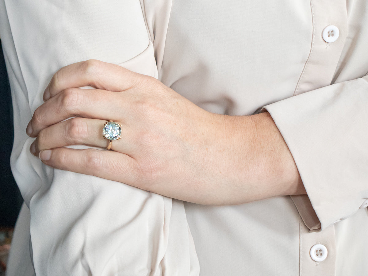 Classic Gold Aquamarine Cocktail Ring