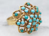 Vintage 18-Karat Gold Turquoise Cluster Ring