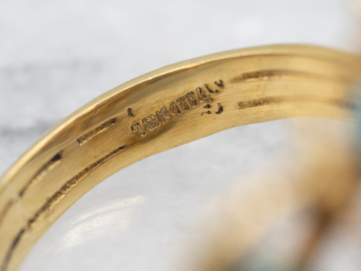 Vintage 18-Karat Gold Turquoise Cluster Ring