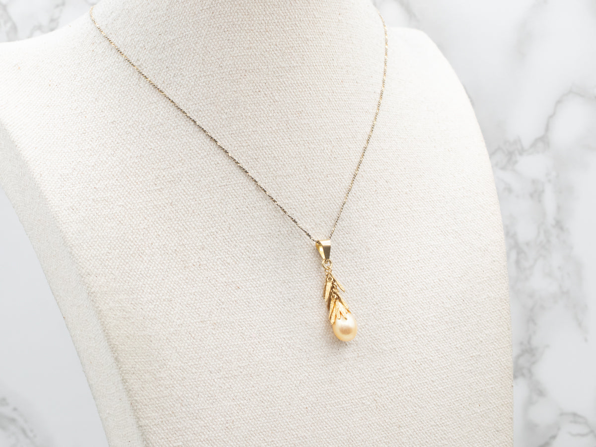 Elegant Pearl 18-Karat Gold Drop Pendant