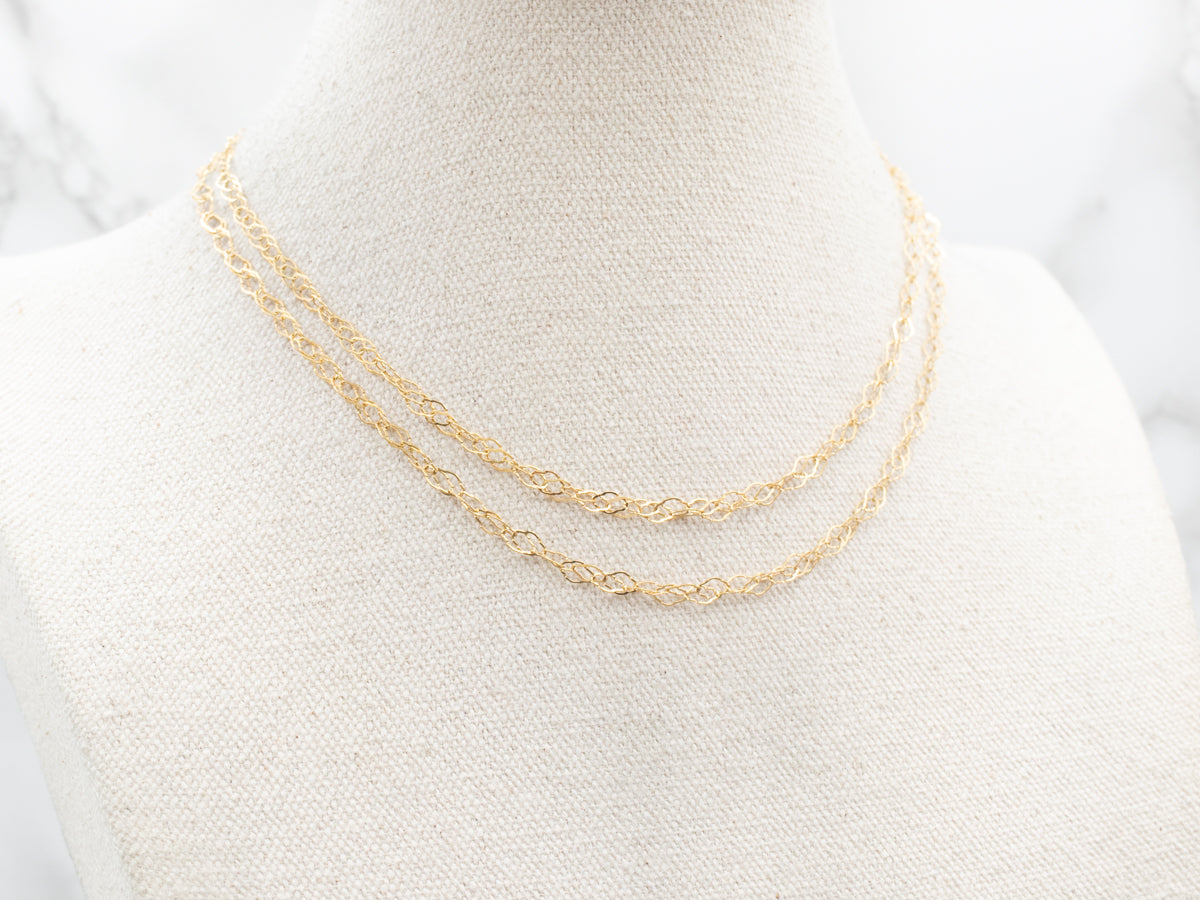 Yellow Gold Large Twist Link Chain with Spring Ring Clasp
