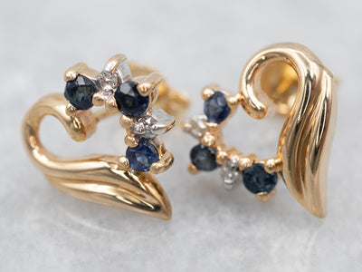 Sapphire and Diamond Heart Shaped Earrings