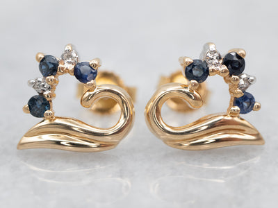 Sapphire and Diamond Heart Shaped Earrings
