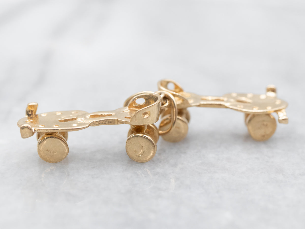 Vintage Gold Roller Skates Charm