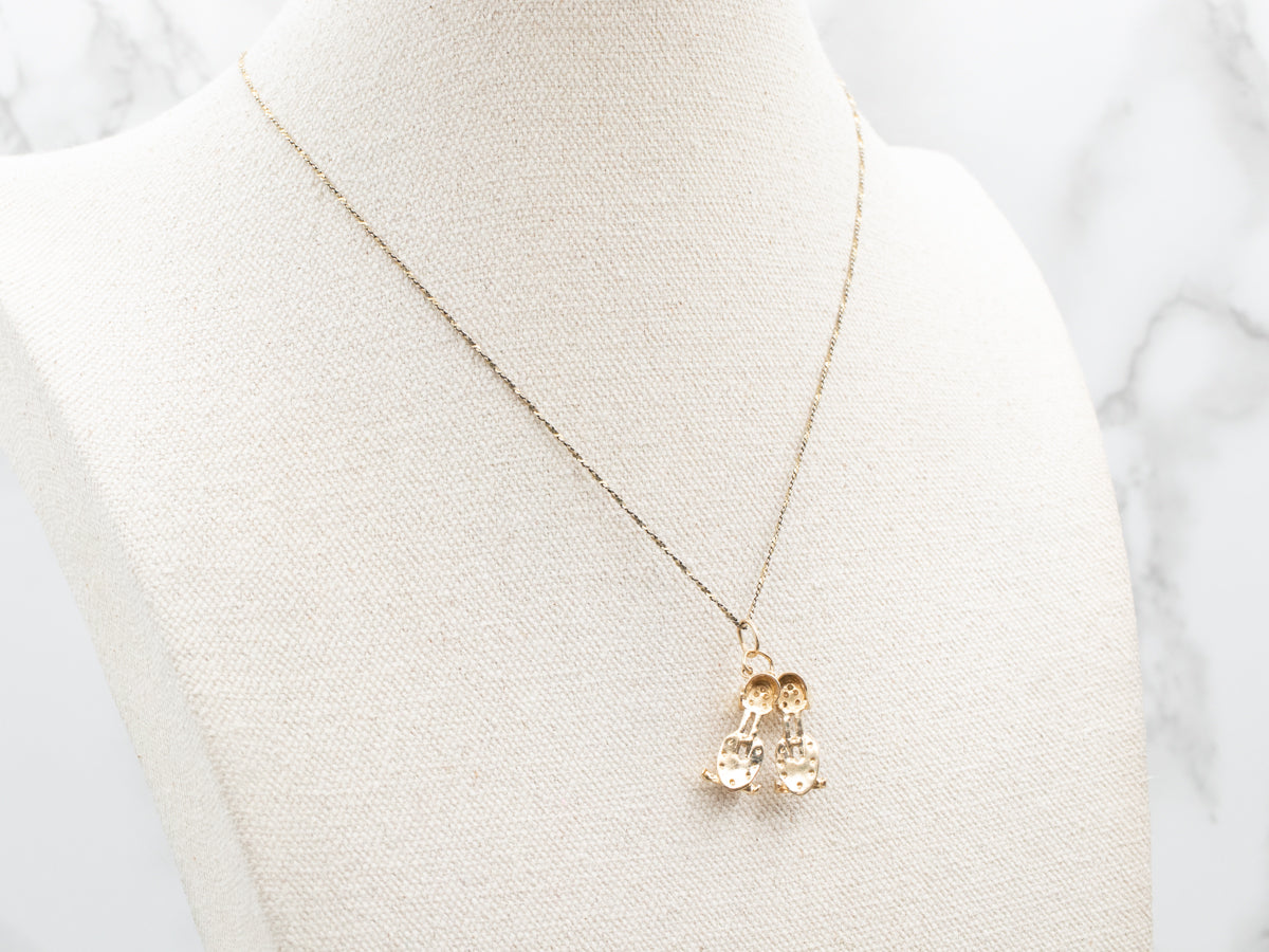 Vintage Gold Roller Skates Charm