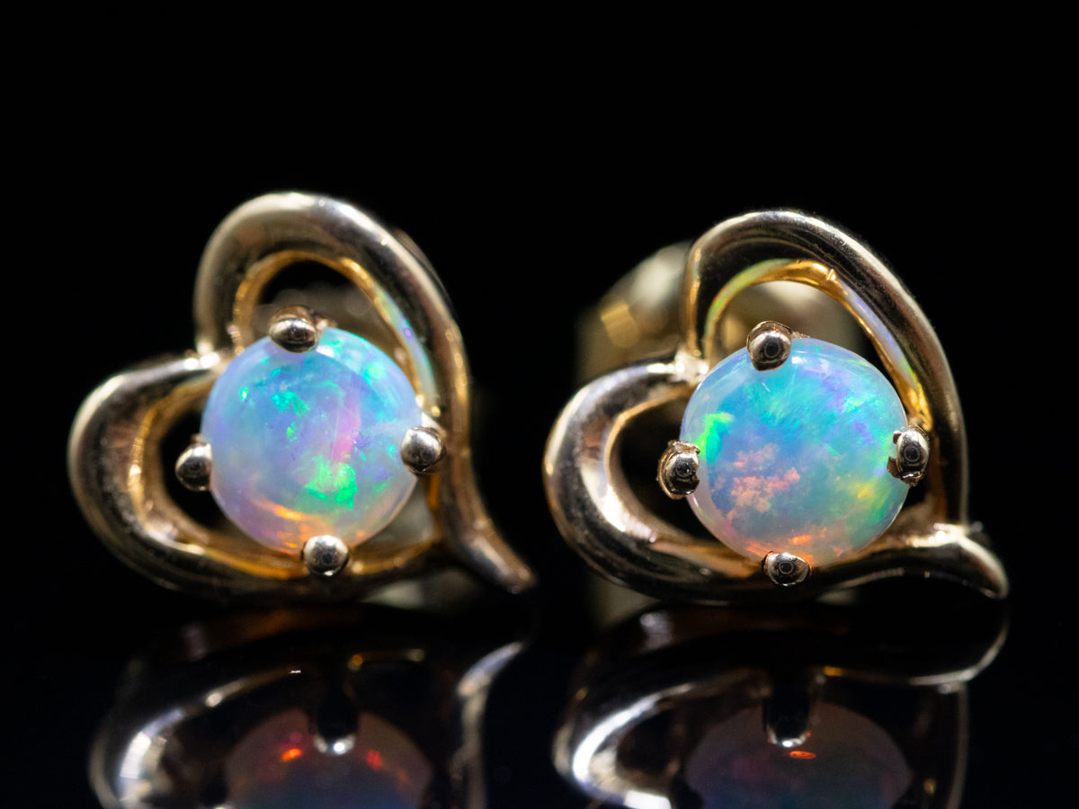 Sterling Silver Sky Opal Stud Earrings | Blue Opal Jewellery UK - Opal Gift