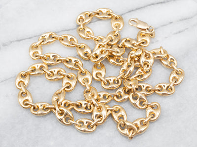 Long Yellow Gold Mariner Link Chain