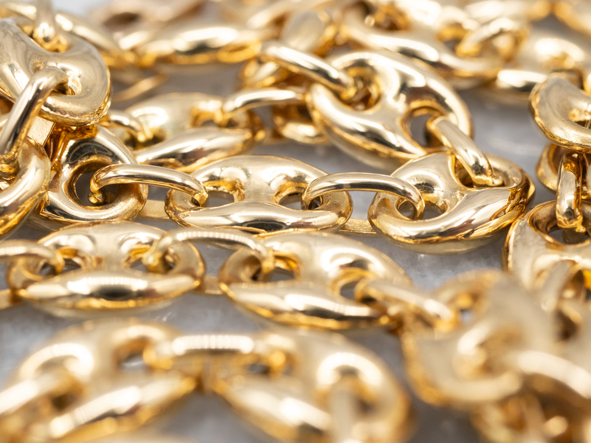 Long Yellow Gold Mariner Link Chain