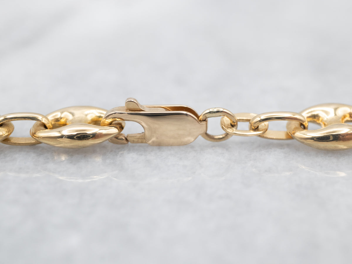 Long Yellow Gold Mariner Link Chain