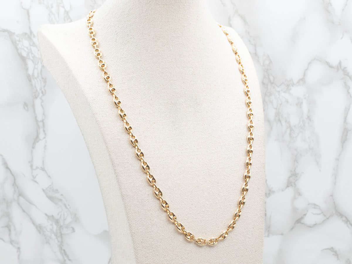 Long Yellow Gold Mariner Link Chain