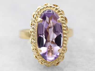 Vintage 18K Gold Amethyst Solitaire Ring
