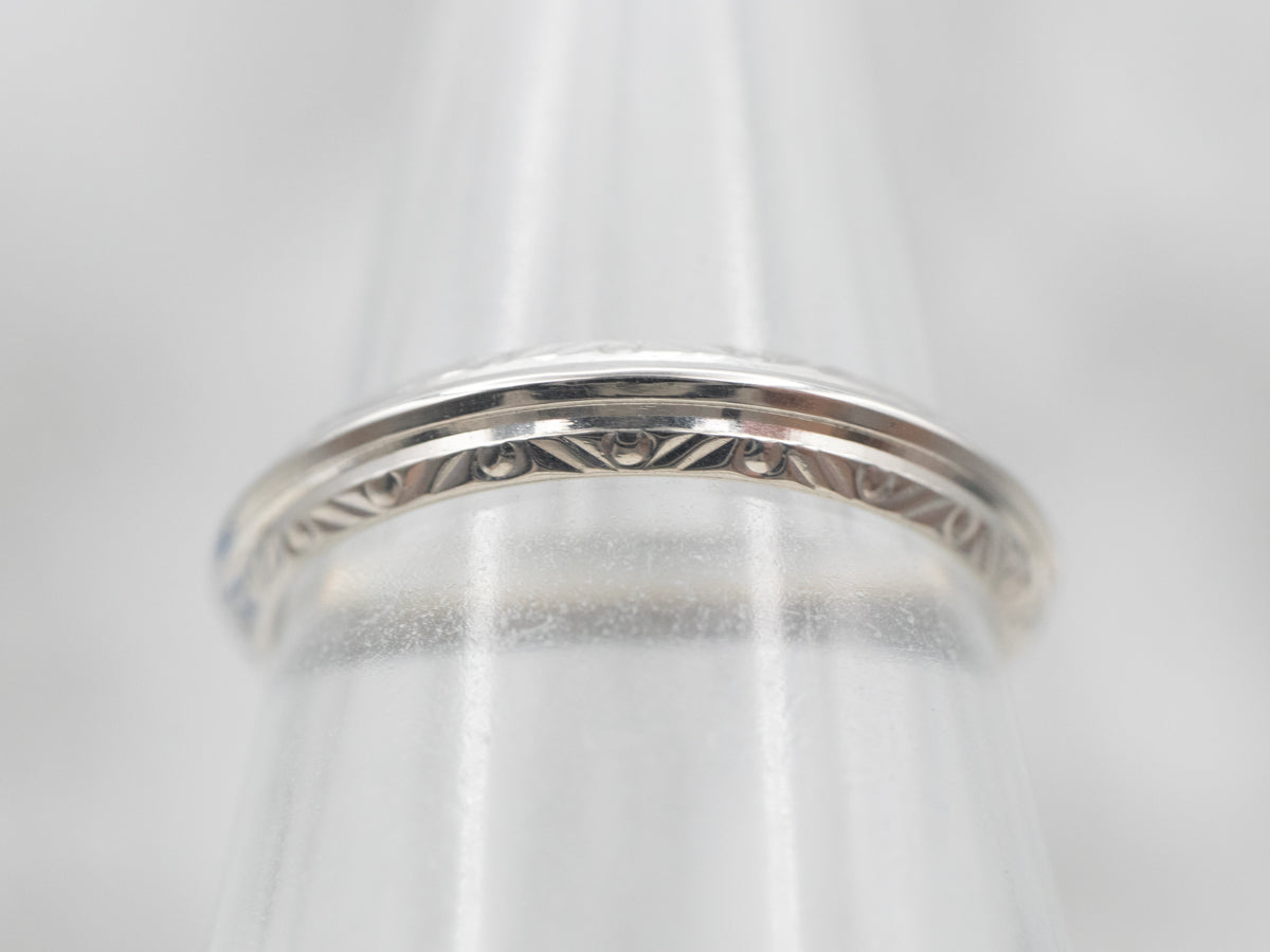 Platinum Knife Edge Center and Patterned Edge Band