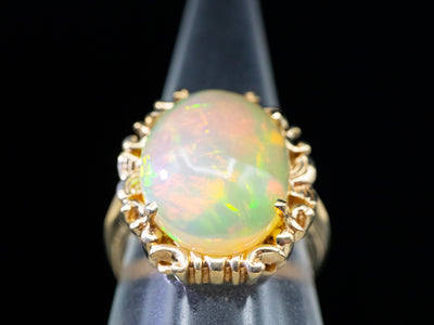 Yellow Gold Opal Solitaire Ring