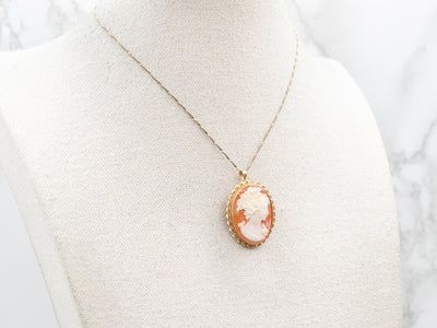 Yellow Gold Cameo Pendant or Brooch