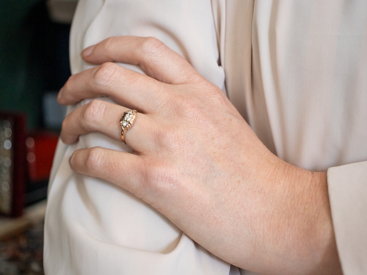 Two Tone Diamond Engagement Ring with Diamond Accents