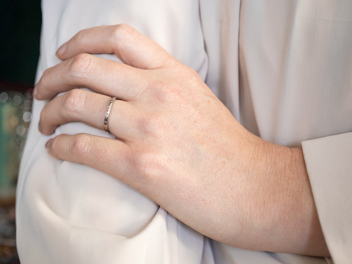 Platinum Patterned Wedding Band