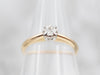 Two Tone Old Mine Cut Diamond Solitaire Engagement Ring