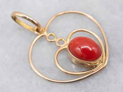 Sweetheart Gold Coral Pendant