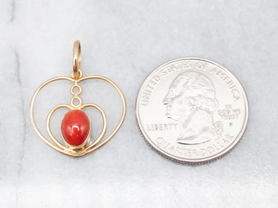Sweetheart Gold Coral Pendant