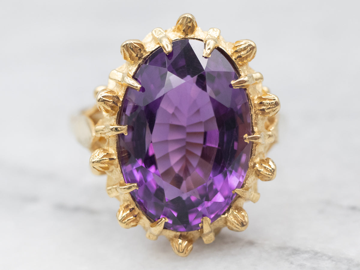 Ornate 18-Karat Gold Amethyst Cocktail Ring