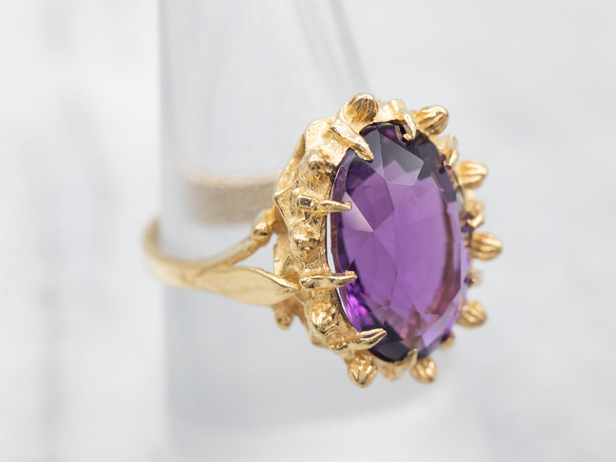 Ornate 18-Karat Gold Amethyst Cocktail Ring