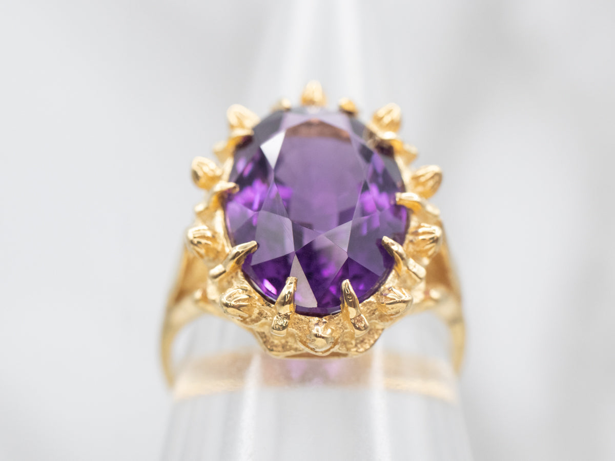 Ornate 18-Karat Gold Amethyst Cocktail Ring