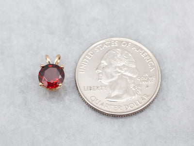Yellow Gold Pyrope Garnet Solitaire Pendant